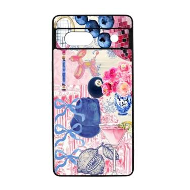 Imagem de qizjio Linda capa de telefone colagem estética à prova de choque protetora moderna capa de telefone para Google Pixel 7A