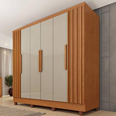 Imagem de Guarda-Roupa Casal Itaperuna 6 Portas 4 Gavetas Ripado Flex Cinamomo/Off White 33235 - Tcil Móveis