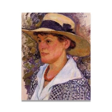 Imagem de Mulher sorridenteThéo van Rysselberghe: Impressão em tela neoimpressionista belga chave 20 x 26 cm sem moldura
