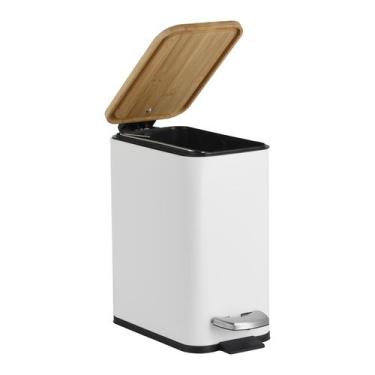 Imagem de Lixo Slim Para Banheiro Lixeira Com Pedal 5 Litros Fechamento Sutil Ta