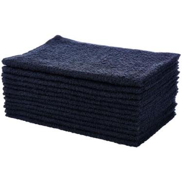 Imagem de Kit 12 Toalhas De Rosto Para Salão De Beleza Perfeito Estilo, Preto