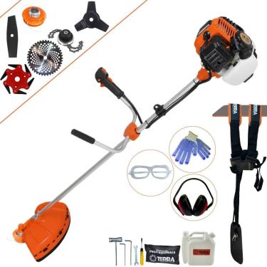 Imagem de Roçadeira Multifuncional À Gasolina Terra GR520XP 2T 52cc 2,5HP 6500rpm Alta Performance Completa Com Carretel de Nylon e Kit 5 Lâminas de Corte + EPI