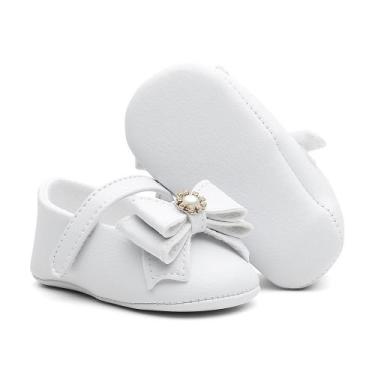 Imagem de Sapatinho de Bebê ou Criança Feminino para Batizado - Branco - Delmont