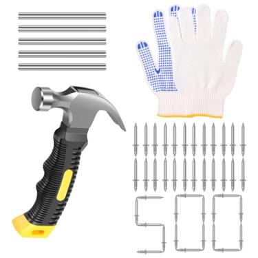 Imagem de Conjunto de unhas sem costura de linha de rodapé de cabeça dupla de 500 peças, versátil fácil instalação de 0,28 cm de diâmetro, pregos ergonômicos de aço inoxidável à prova de ferrugem para rodapés