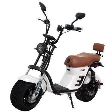 Imagem de Bicicleta Elétrica Scooter Freio a Disco 1000W 60V Lítio FX2 Branca Duos