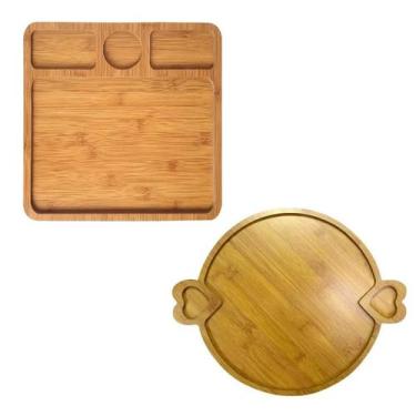 Imagem de Kit 2 Petisqueiras Mdf Gamela Bandeja Tábua 7 Divisórias - Kadê
