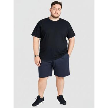 Imagem de Bermuda de Moletom Plus Size Masculino Azul Marinho Shorts de Moletom 