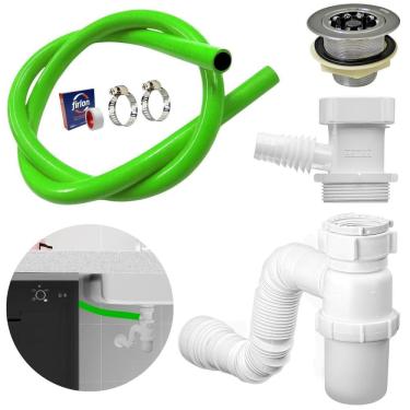 Imagem de Adaptador Máquina De Lavar Louça + Mangueira + Válvula+Sifão