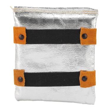 Imagem de Asixxsix Almofada de Mão de Soldagem, Escudo Térmico de Mão Com Isolamento Térmico Traseiro Aluminizado de Couro, Almofada de Luvas de Proteção de Soldagem para Caldeira Industrial,