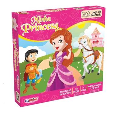 Imagem de Jogo da Memória Minha Princesa 24 Peças em MDF, para Crianças +4 Anos, Multicolor