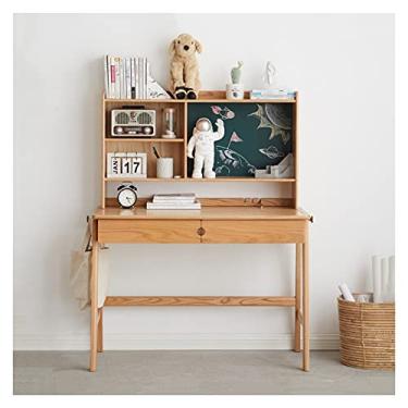 Imagem de YAYA2021-SHOP Escrivaninha de computador para escritório em casa, multifuncional, carvalho, sala de estudo, mesa de escritório em casa com estante de livros e quadro-negro 104 cm, moderna e simples