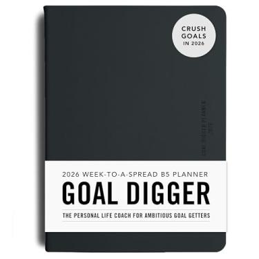 Imagem de MI GOALS Goal Digger Planner 2026 - Diário semanal para gratidão, progresso e rastreamento de hábitos, B5 (preto)