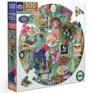 Imagem de Eeboo - Quebra-cabeça redondo colecionando natureza - quebra-cabeça adulto 500 peças de papelão - dimensões 58,5 cm x 58,5 cm