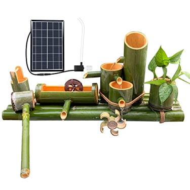 Imagem de Conjunto de fonte solar de bambu, fontes de água zen com bomba e roda d'água, decoração de jardim Feng Shui, para quintal interno e externo, 90 cm, criatividade (50 cm)