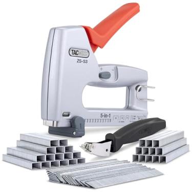 Imagem de Tacwise 1765 Z5-53 Pistola de pregos de metal resistente 5 em 1 com 4000 grampos, 2000 pregos e removedor de grampo, usa grampos tipo 13, 53 e 71, pregos tipo 18G e 180 pinos sem cabeça