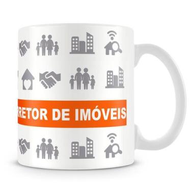 Imagem de Caneca Profissão Corretor de Imóveis Personalizada com Nome - Porcelan