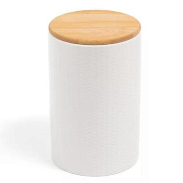 Imagem de Pote Zig Zag Dolomita com Tampa de Bambu - Tamanho Grande (1,5L) - Oik