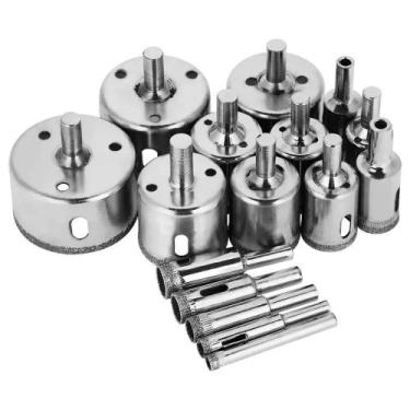 Imagem de Serra Copo Diamantada para Cerâmica/Vidro 6 mm a 50 mm com 15 Peças BO