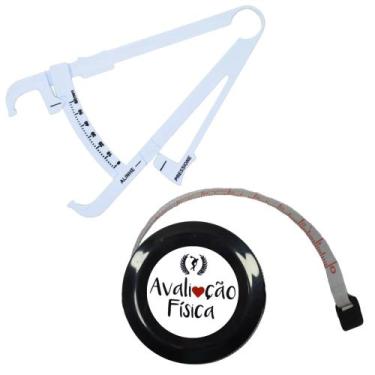 Imagem de Kit Avaliacao Fisica Medir Gordura Corporal Fita Metrica Imc Adipometr