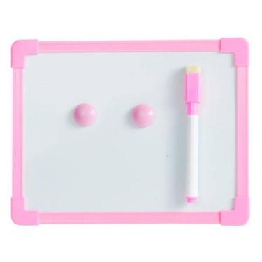 Imagem de Quadro Lousa Branca 20Cmx15Cm Com Caneta Apagador Rosa