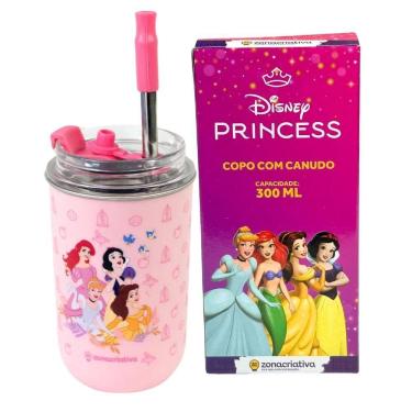 Imagem de Copo Inox Canudo E Tampa 300Ml Princesas Disney - Zc