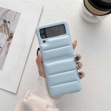 Imagem de Capa de couro PU para baixo jaqueta de couro para Samsung Galaxy Z Flip 4 ZFlip 3 5G capa macia, céu azul, para Samsung Z Flip 5