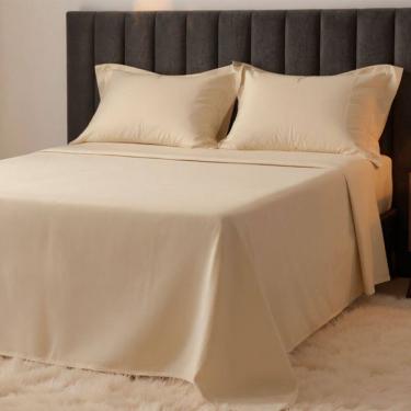 Imagem de Jogo de Cama King 300 Fios Percal 100% Algodão com Bordado 4 Peças BF Colchões