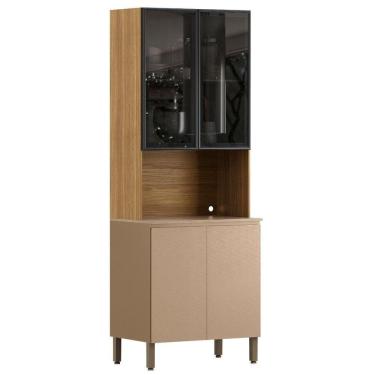 Imagem de Paneleiro Art 4 Portas 80 Cm Vidro Kit`s Paraná Cor:freijó Vanilla