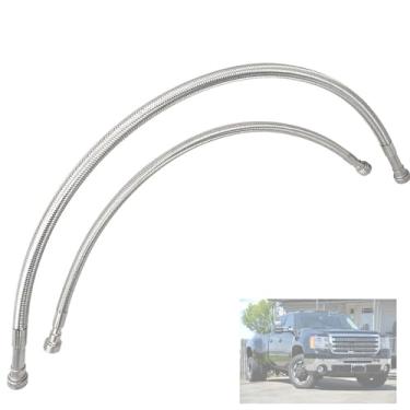 Imagem de Mangueiras de tanque de combustível de aço inoxidável compatíveis com Chevy Silverado GMC Sierra 2500HD 3500HD 6.6L Duramax Diesel 2001-2010 | Substitui a linha de combustível 15167372 15077513