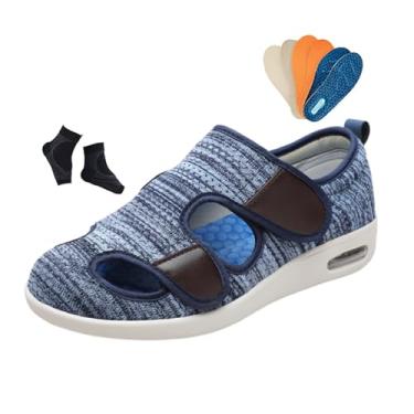 Imagem de Sapatos Ortopédicos De Verão Ocos Respiráveis ​​e Ajustáveis ​​para Diabéticos Para Homem, Chinelos Casuais Pés Inchados Calçado Médico Antiderrapante, Diabéticos Edema, Fascite(Light blue,46 EU)