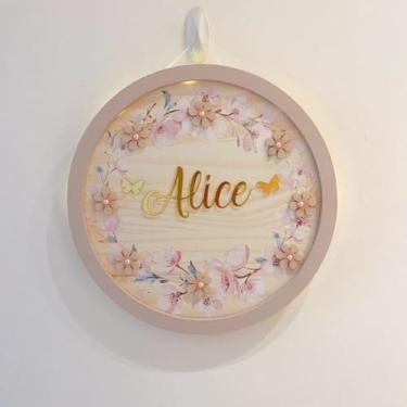 Imagem de Porta Maternidade Led Floral mdf e Espelho