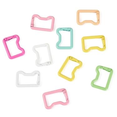Imagem de 10 peças de anéis coloridos de liga de mola, fecho de mosquetão fofo em forma de gato, ganchos de pressão, chaveiros divididos, fecho de fivela para bolsa, bolsa, chaveiro, alça para pendurar