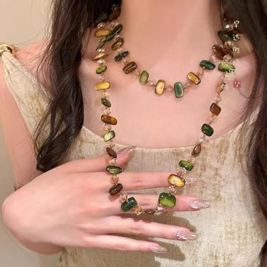 Imagem de Colar boêmio com contas coloridas de camada dupla para mulheres, estilo medieval, colar empilhado com dopamina ajustável para verão e praia