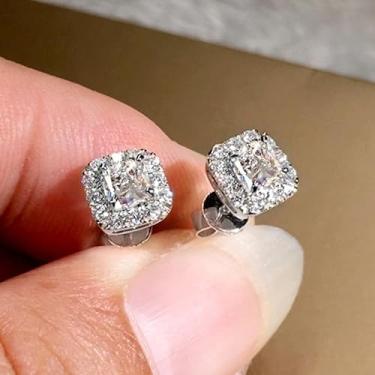 Imagem de Brincos de zircônia cúbica azul folheados a ouro branco colorido para mulheres, festas de casamento, uso diário, joia leve, brinco, presente para ela, 2inch, Cobre, Sem pedra preciosa