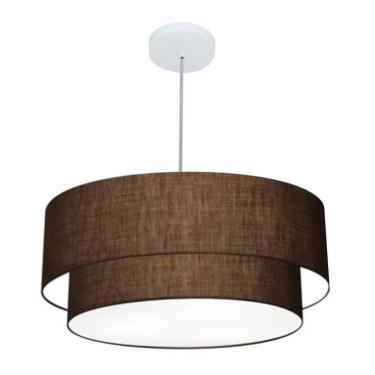 Imagem de Lustre Pendente Duplo Cilíndrico Vivare Md-4357 Cúpula Em Tecido 60x50cm - Bivolt Café 127/220v