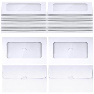 Imagem de jiebor 100 peças de envelopes de cartões de presente em branco, porta-mangas, mini envelopes pequenos com janelas para negócios, Natal, 10 x 6 cm (branco)