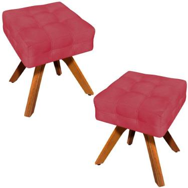 Imagem de Kit 2 Puffs Decorativos Base Giratória Karen Suede Rosê