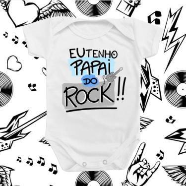 Imagem de Body de Bebê Roupinha Eu Tenho Papai Rock Musica Divertido neutro Temá