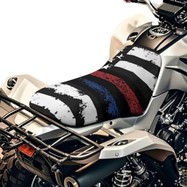 Imagem de Bulopur Capa de assento de quadriciclo bandeira americana tecido macio respirável capa de assento de quatro rodas preto e vermelho acessórios de proteção resistentes à prova d'água compatíveis com a