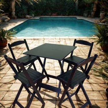 Imagem de Conjunto Dobravel 70cm X 70cm com 4 Cadeiras Preto