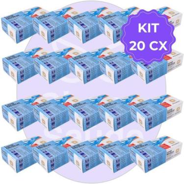 Imagem de Kit 20 Luva Descartável Nitrílica Sem Pó Azul M Descarpack