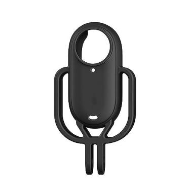 Imagem de Capa protetora de silicone com absorção de choque, suporte para câmera Insta360 GO3, adaptador de suporte de proteção (vertical preto)