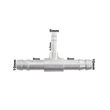 Imagem de Conexão T Aluminio Redução 8x5x8mm Adaptação Universal - PARAISO DAS M