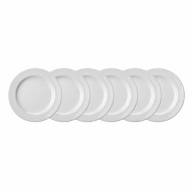 Imagem de Estojo com 6 Pratos Sobremesa. Modelo Redondo Itamaraty. Branca. Fabricado pela Porcelana Schmidt. A legítima porcelana desde 1945 Qualidade Beleza e resistência