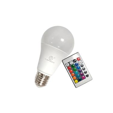 Imagem de Lâmpada LED RGB 5W, Base E27, 16 Cores, Controle Remoto 24 Botões, 20.000lm, Modelo KA-L97, 11x6x3.5cm, Ideal para Decoração