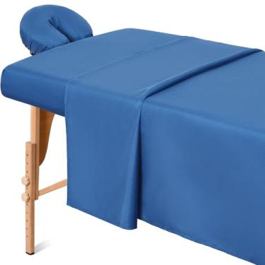 Imagem de Comfyanno Conjunto de lençóis de mesa de massagem, 3 peças de lençóis profissionais de microfibra para massagem, macio, leve, resistente a manchas e rugas, inclui lençol de cima e elástico, capa de