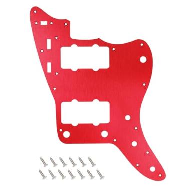 Imagem de Banworks Vintage 60s JM Pickguard Alumínio 1 Ply 13 Furos Borda Reta Alumínio Pickguard Placa para Guitarra Fender Ultra Jazzmaster JM Guitarras JT/HB-14 Vermelho