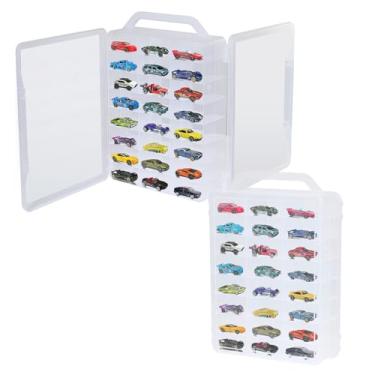 Imagem de Ngdiluxury Double Sided Storage Case for Hot Wheels Storage with Carrying Handle, Portable 1/64 Scale Toy Cars Storage Box Compatible with 92 Matchbox Hot Wheels Storage, Case Only (2 Pack)