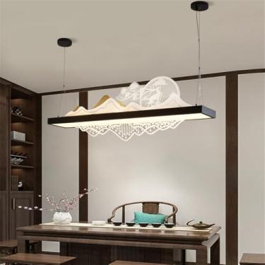 Imagem de Luminária pendente contemporânea de LED para restaurante, estilo chinês retrô, criativa, para balcão de bar, sala de estar, quarto, escritório, hotel ou casa de chá (Estilo 14 L123CM)