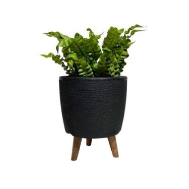 Imagem de Vaso Decorativo 20cm Com Tripé De Madeira Para Plantas E Flores - Alpe